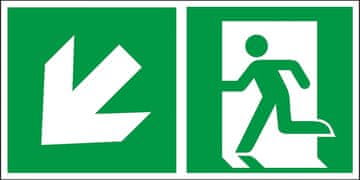 shumee Tabla za izhod v sili "Smer izhoda levo in navzdol" FS - samolepilna folija