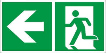 shumee Znak za nujne primere "Smer za izhod levo in naravnost (zunaj vrat)" FS - samolepilna folija