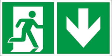 shumee Tabla za izhod v sili "Smer izhoda navzdol (za vrati) desno" FS - samolepilna folija