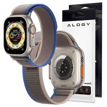 shumee Alogy športni pašček iz najlona z ježkom za Apple Watch 12345678SE 384041mm modro-siv