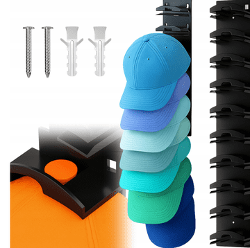 Korbi Stenski vertikalni organizator za 10 kap z vizirjem – črn, praktičen za shranjevanje