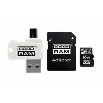 shumee GOODRAM 16GB microSDHC razred 10 UHS I + adapter + čitalnik (M1A4-0160R12)
