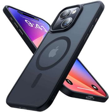 shumee Ovitek MagSafe Matt Alogy Ring zaščitni oklepni ovitek za telefon iPhone 15 Plus, mat črne barve