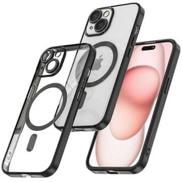 shumee Ovitek MagSafe za Apple iPhone 15 Plus Alogy Glamour Luxury Ring Case črn, prozoren