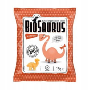 shumee Koruzni čips Dinosaurs z okusom kečapa, brez glutena, ekološki, 15 g