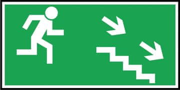 shumee Znak za nujne primere "Smer do izhoda iz nujne poti po stopnicah desno navzdol" PT - PVC tabla