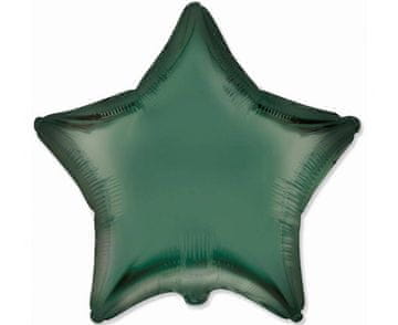 shumee Folija balon z zvezdico, saten, temno zelen, 45 cm, Flexmetal