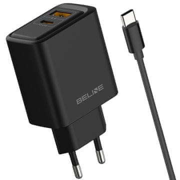 shumee Beline 45W GaN USB-A/USB-C stenski polnilnik + USB-C/USB-C kabel BLN2CB45C črne barve