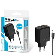 1 to 3 BELINE 45W GAN STENSKI POLNILEC ZA TELEFONE USB-A USB-C + USB-C KABEL