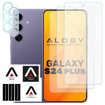 shumee 3x kaljeno steklo za Samsung Galaxy S24 Plus za zaslon 2x steklo za lečo Screen Protector Pro 9H Alogy