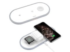 shumee HOCO CW24 3v1 Qi 3-v-1 induktivni polnilnik za iPhone, AirPods in uro, bele barve