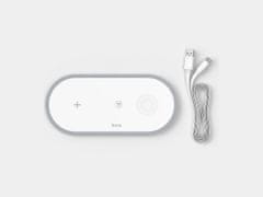shumee HOCO CW24 3v1 Qi 3-v-1 induktivni polnilnik za iPhone, AirPods in uro, bele barve