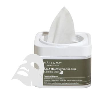 MÁRY & MAY Pomirjujoča maska za obraz Cica Houttuynia Tea Tree (Calming Mask) 30 kosov