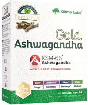 shumee OLIMP GOLD ASHWAGANDHA IZVLEČEK INDIJSKEGA GINSENG-A PROTI STRESU 60 kapsul.