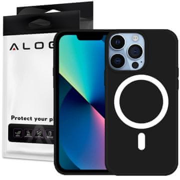 shumee Ultra tanek ovitek MagSafe Mag Alogy za polnilnike Qi za Apple iPhone 13 Pro, črne barve