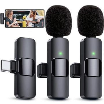 shumee 2 brezžična lavalirska mikrofona za telefon, tablični računalnik, USBC, Android za intervjuje