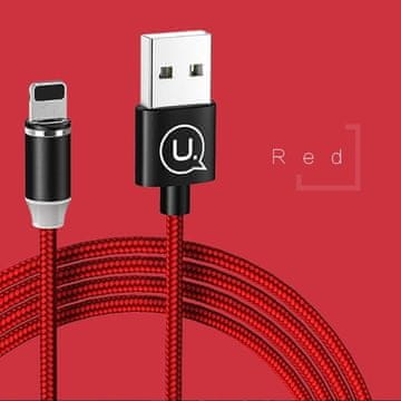 USAMS U-Sure Lightning magnetni kabel 1m 2.1A pleten rdeč/rdeč SJ292USB02 (US-SJ292)
