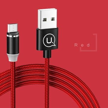 USAMS U-Sure microUSB 1m 2.1A magnetni pleteni kabel rdeč/rdeč SJ294USB02 (US-SJ294)