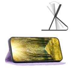 shumee Usnjena karirasta torbica denarnica za Oppo Reno 12 Pro vijolična