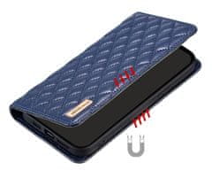 shumee Usnjena karirasta torbica denarnica za Oppo Reno 11F mornarsko modra