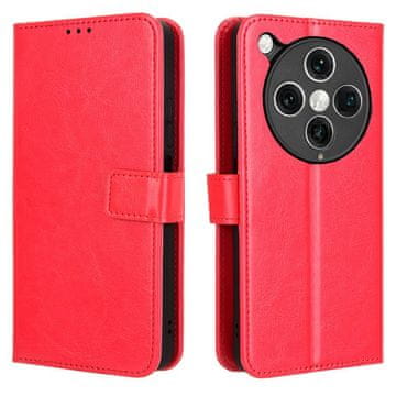 shumee Kovinska usnjena torbica denarnica za Oppo Find X8 Pro rdeča