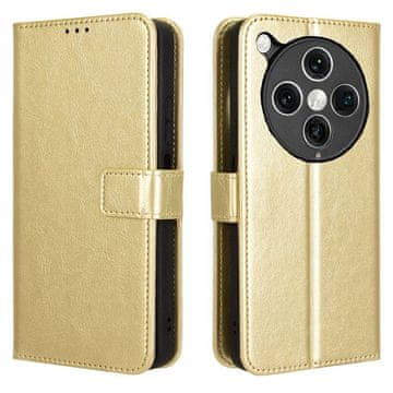 shumee Kovinska usnjena torbica denarnica za Oppo Find X8 Pro zlata