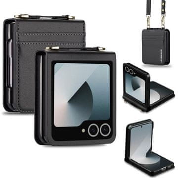 shumee PU ovitek za telefon s fino teksturo z motno teksturo za Samsung Galaxy Z Flip7 5G črn