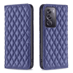 shumee Usnjena karirasta torbica denarnica za Oppo Reno 12 mornarsko modra