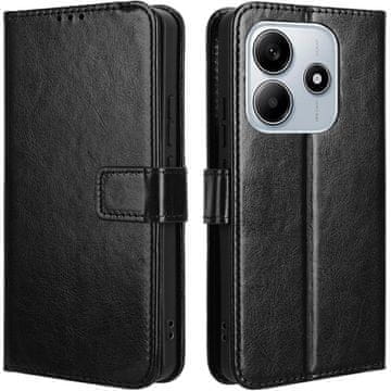 GS Ovitek za Xiaomi Redmi Note 14 5G, denarnica Crazy Horse, črn