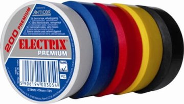 shumee PVC električni izolacijski trak 0,18 mm x 19 mm x 18 m mavrični Electrix 200 premium pakiranje od 5 kosov