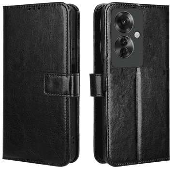 shumee Kovinska usnjena torbica za Oppo Reno 11F črna