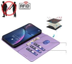 shumee Usnjena denarnica RFID torbica za Oppo A5 Pro 5G vijolična