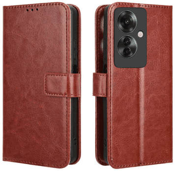 shumee Kovinska usnjena torbica za Oppo Reno 11F rjava