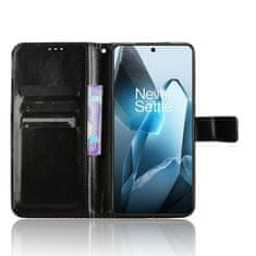 GS Ovitek denarnica Crazy Horse za OnePlus 13, črn