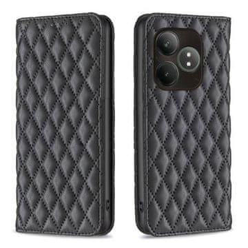 shumee Usnjena karirasta torbica Wallet za Realme GT 6 / 6T črna