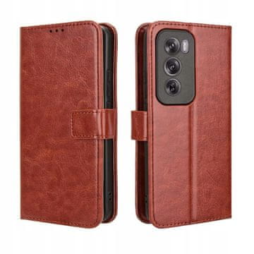 shumee Kovinska usnjena torbica denarnica za Oppo Reno 12 Pro 5G rjava