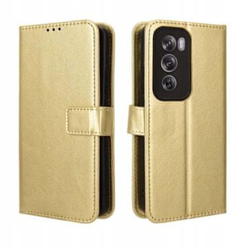 shumee Kovinska usnjena torbica denarnica za Oppo Reno 12 Pro 5G zlata