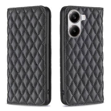 shumee Usnjena karirasta torbica denarnica za Poco X7 Pro 5G črna