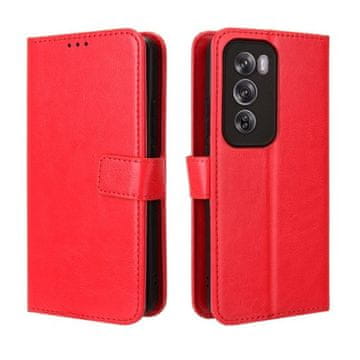 shumee Kovinska usnjena torbica denarnica za Oppo Reno 12 5G rdeča