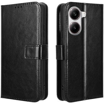 GS Ovitek za Xiaomi Poco X7 Pro 5G, denarnica Crazy Horse, črn