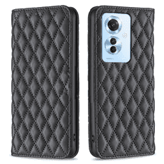 shumee Usnjena karirasta torbica denarnica za Oppo Reno 11F črna