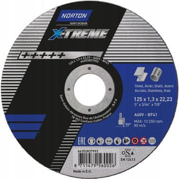 Norton X-TREME rezalni disk za jeklo in kovino 125x1,3x22 mm