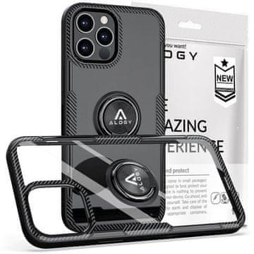 shumee Ovitek Alogy Ring Holder Armor za Apple iPhone 12 12 Pro črne barve