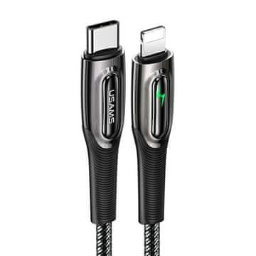 USAMS pleteni kabel USB-C na LightningSmart Power-off 20W PD kabel 1,2 m črn/črn SJ518USB01 (US-SJ518)