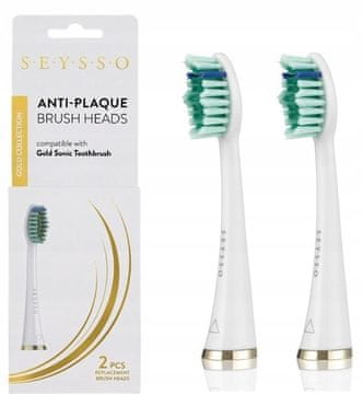 shumee SEYSSO Gold White glave sonične zobne ščetke proti zobnim oblogam, 2 kosa