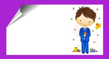 shumee 96 ETIKET ZA OBHAJILO BOY PRINT NALEPKE DARILO HVALA + POKROV