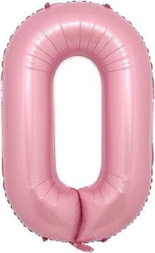 shumee ROJSTNODNEVNA DEKORACIJA BALON ŠTEVILKA 0 ROZA VELIKA FOLIJA HELIJ ZRAK 40CM