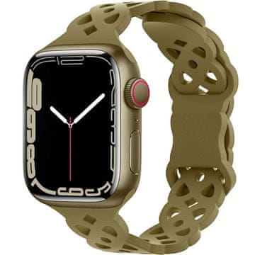 shumee PAŠČEK ZA URO APPLE 38/40/41 mm SE/9/8/7/6/5/4/3/2/1 OLIVA AŽUR