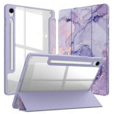 GS Ovitek za Samsung Galaxy Tab S10 Lite / S10 FE / S9 FE, Smartcase Hybrid, z držalom za pisalo, marmorno vijolična