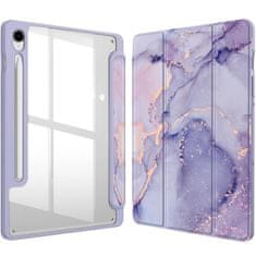 GS Ovitek za Samsung Galaxy Tab S10 Lite / S10 FE / S9 FE, Smartcase Hybrid, z držalom za pisalo, marmorno vijolična